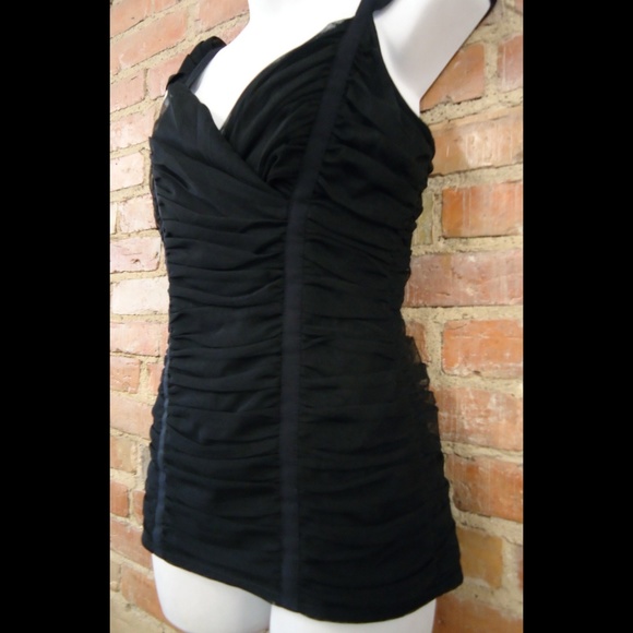 Sexy Black Ruched Tank Top LIKE NEW! - Picture 2 of 6